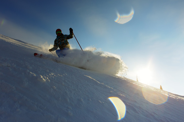 Skier in mountains - Fotó, kép