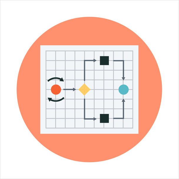 Fluxograma, mapa da mente Estilo plano colorido, ícone vetorial
 - Vetor, Imagem