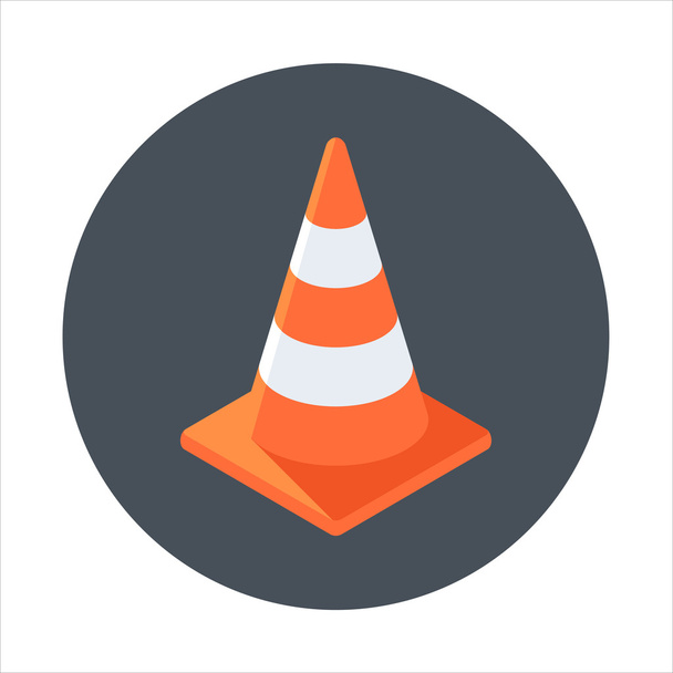 Cone, under construction flat style colorful, vector icon - Vector, Image