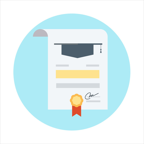 Diploma theme, flat style, colorful, vector icon - Διάνυσμα, εικόνα