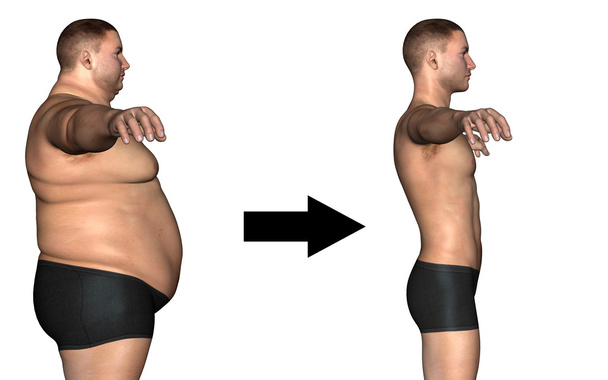 vet overgewicht vs slanke man - Foto, afbeelding