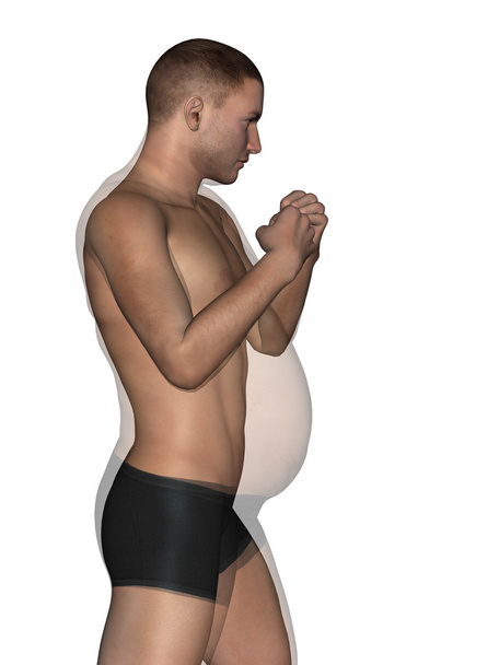 Избыточный вес против стройного мужчины
 - Фото, изображение
