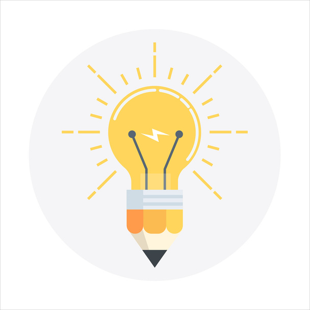 Light bulb, pen flat style, colorful, vector icon - Vector, Image