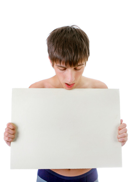 Young Man with Blank Board - Valokuva, kuva