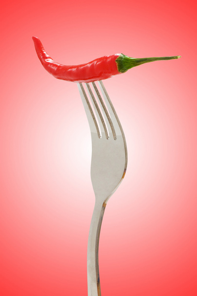 Red pepper on the fork - Φωτογραφία, εικόνα