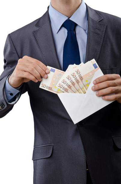 Man with euro banknotes - Фото, изображение