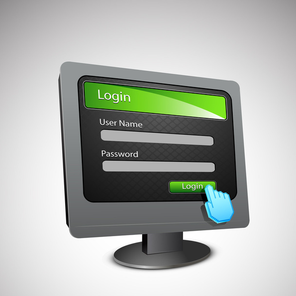 Login Page on Computer Screen - Vector, Image