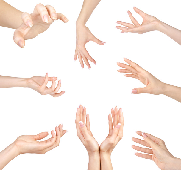 Collage de femme gestes des mains ensemble, sur fond blanc
. - Photo, image