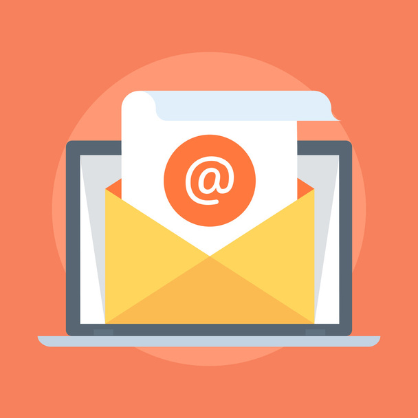 E-posta pazarlama düz stil, renkli, vektör simgesi - Vektör, Görsel