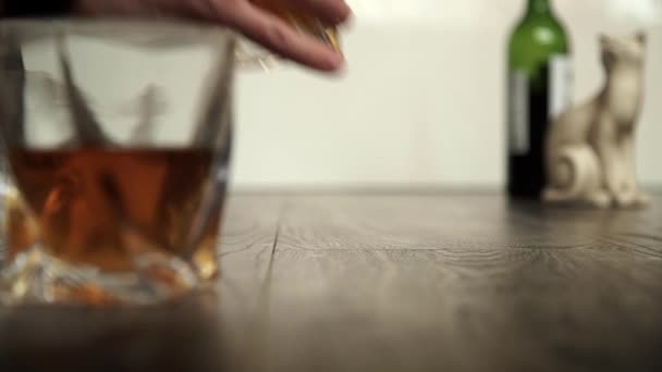 Pouring whiskey in two glasses - Felvétel, videó