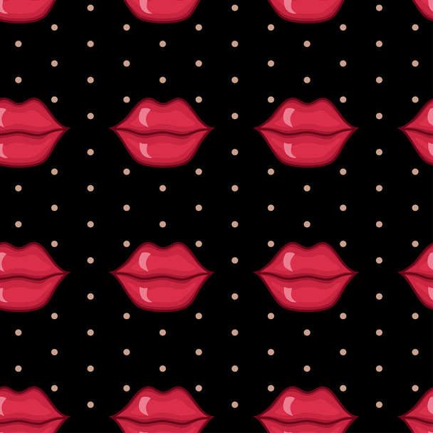 Χωρίς ραφή πρότυπο διάνυσμα με κόκκινα χείλη - Διάνυσμα, εικόνα