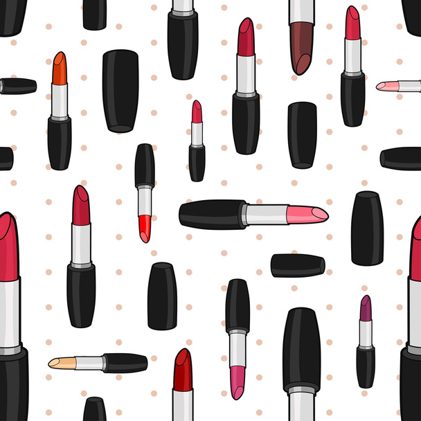 Vector seamless pattern with varicolored lipsticks - Vector, Image