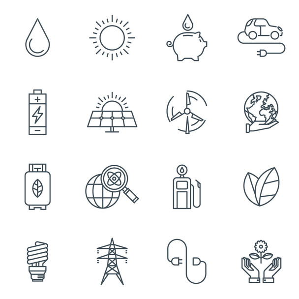 Green energy icon set - ベクター画像