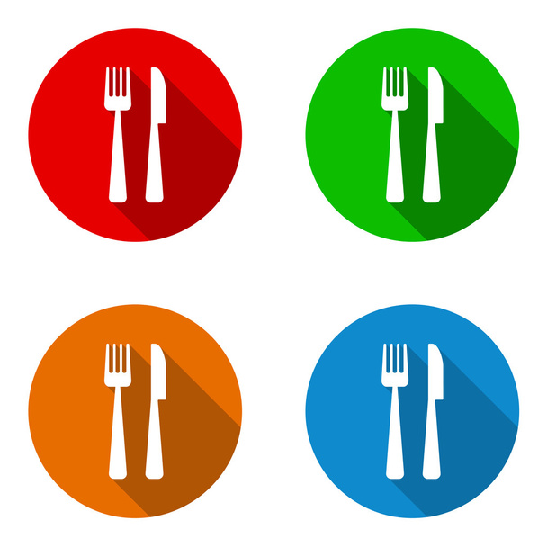vector conjunto de iconos planos coloridos restaurante
 - Vector, Imagen