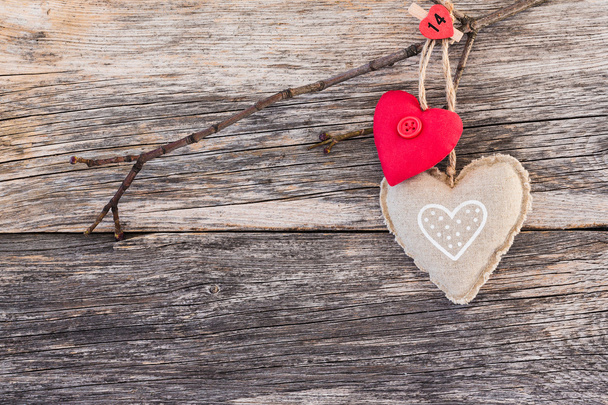 Valentines day hearts over wooden background. Copy space - Photo, Image