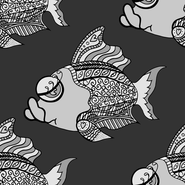 Zentangle fish background - Vecteur, image
