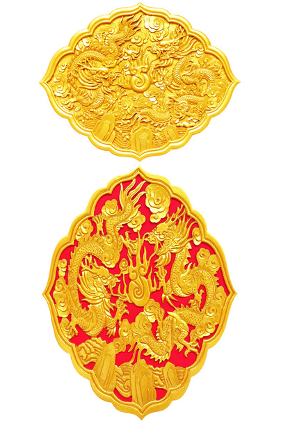 Золотий дракон оформлені в китайське храм - Фото, зображення