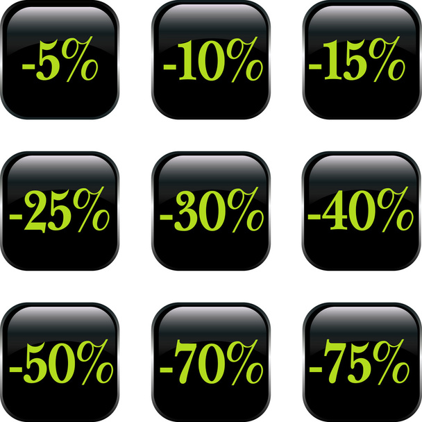Set of discount buttons - Vektor, Bild