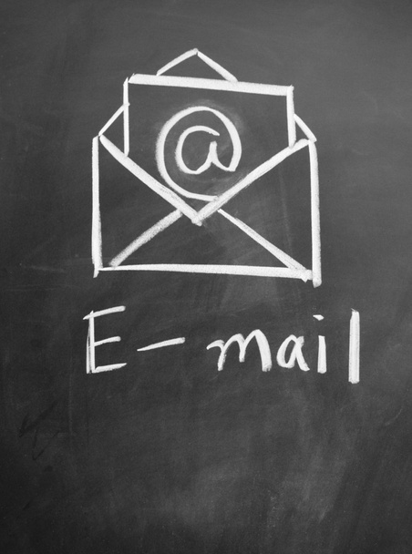 E-mail symbol drawn with chalk on blackboard - Photo, Image