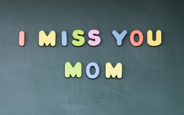 I miss you mom sign drawn with chalk on blackboard - Photo, Image