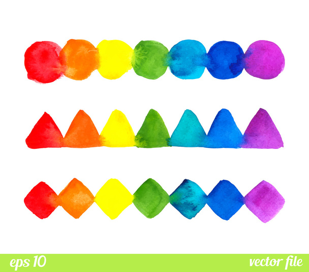 Set of colorful watercolor geometric forms - Vector, Image