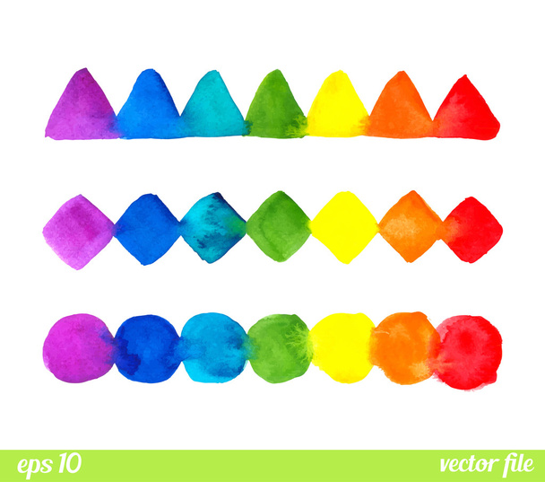 カラフルな水彩幾何学的形態のセット - ベクター画像