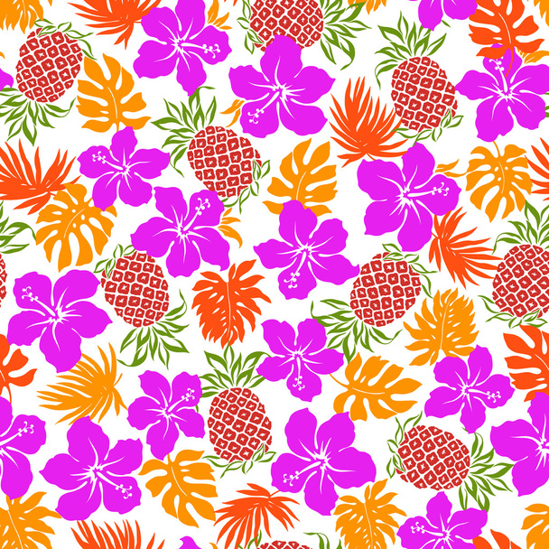 Hibiscus pineapple pattern - Vektor, obrázek