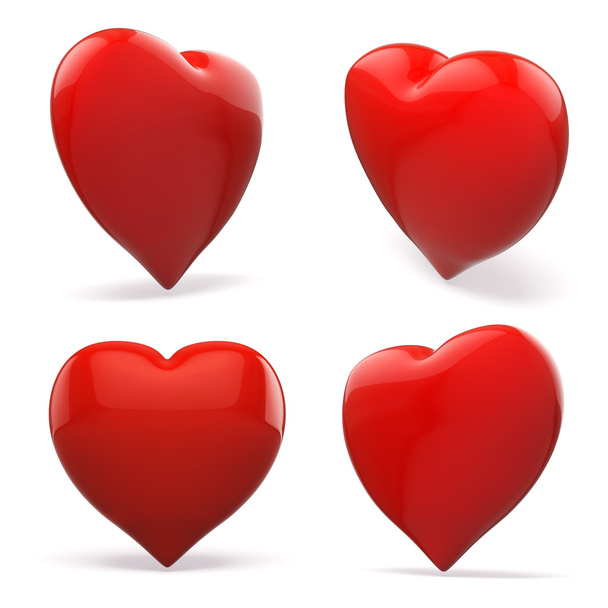 3d red heart on white background - Фото, изображение