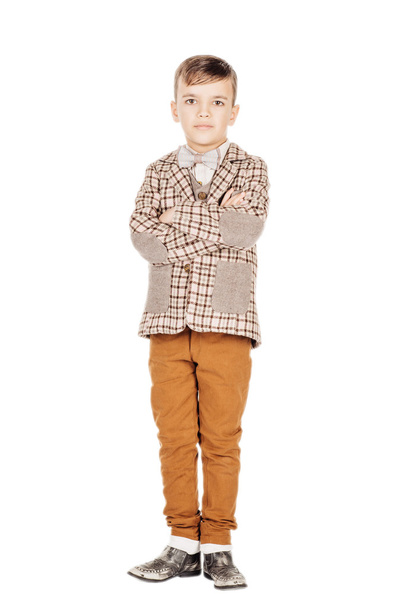 Portrait adorable young happy boy looking at camera isolated on  - Photo, Image