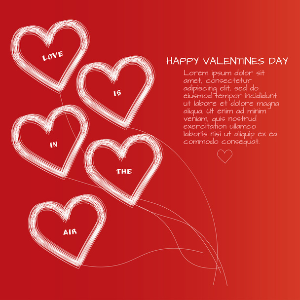 tarjeta de San Valentín con cinco corazones de línea con texto
 - Vector, Imagen