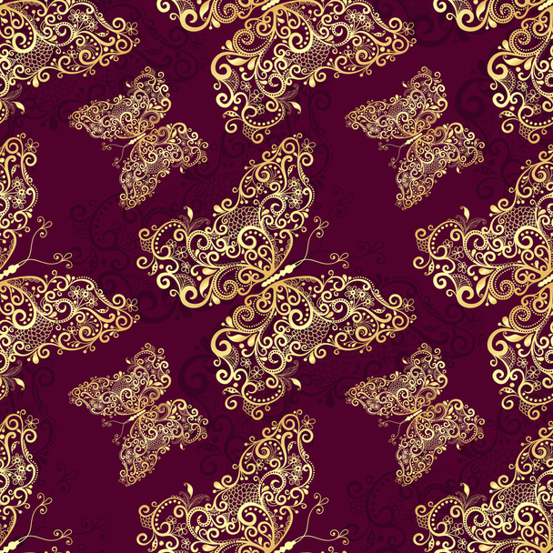 Seamless purple-gold pattern - Διάνυσμα, εικόνα