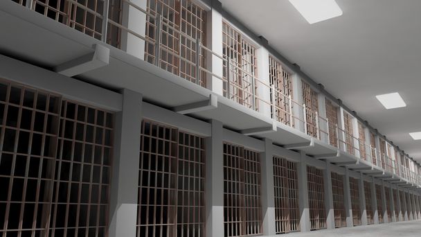 Ряды тюремных камер, интерьер тюрьмы
. - Фото, изображение