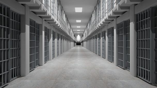 Filas de celdas de prisión, interior de la prisión
. - Foto, Imagen