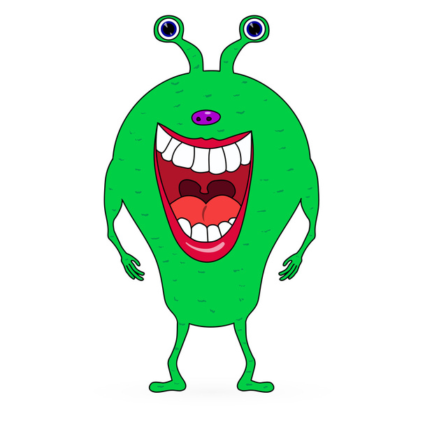 Verde asustando monstruo de dibujos animados
 - Vector, imagen