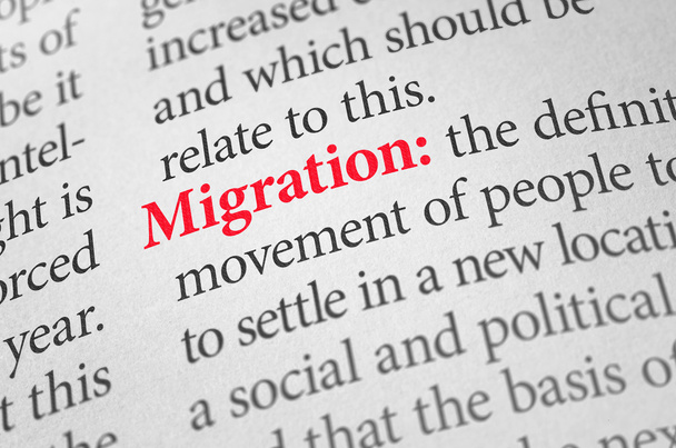 Definition of the word Migration in a dictionary - Photo, Image