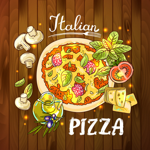 pizza hot cooking - Vector, Image