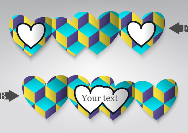 Template greeting card in the form of heart. - Vektor, Bild