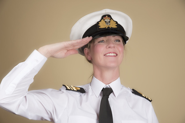 Female naval officer saluting - Photo, Image