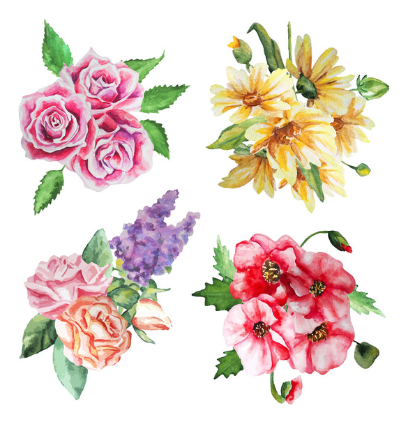 floreciente conjunto floral
 - Vector, Imagen