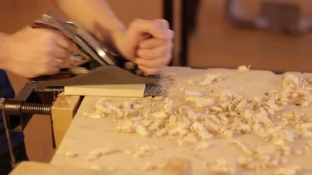 Emek ana iş ahşap ile marangoz - Video, Çekim