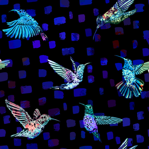 Hummingbirds seamless pattern. - Vektor, obrázek