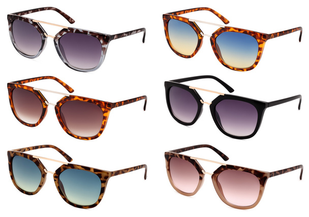 Sonnenbrille isoliert auf weißem Hintergrund in verschiedenen Farben - Foto, Bild