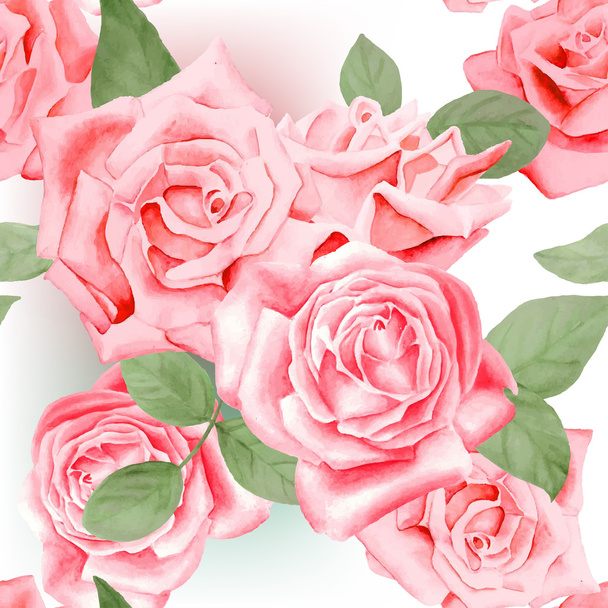 roses, leaves pattern - Вектор,изображение