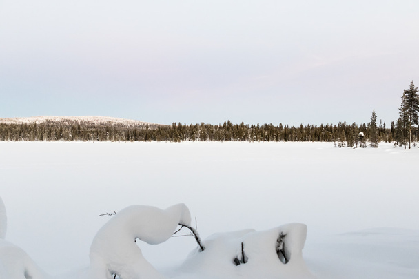 Téli táj Kiruna Lapland, Svédország - Fotó, kép