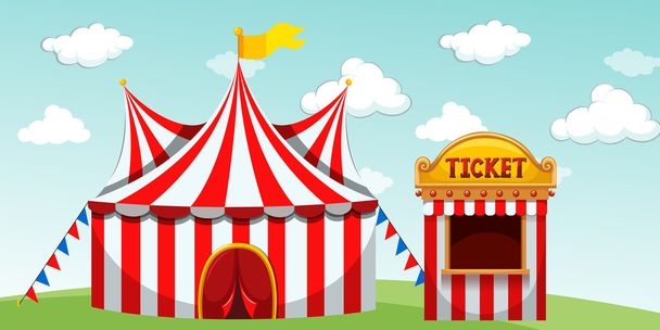 Circus tent and ticket booth - Vector, Image