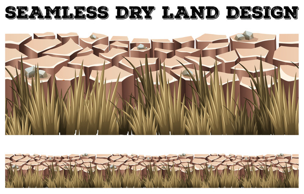 Seamless dry land with grass - Vector, Image