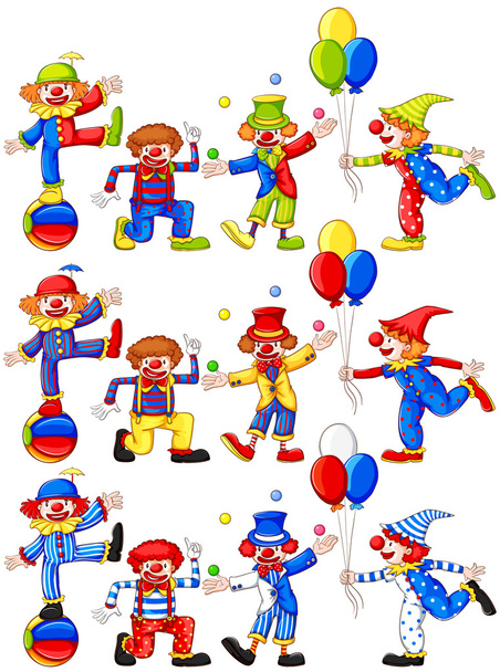 Clown doing different actions - Vector, Image