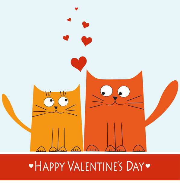 Two Cats in  love - Vector, Imagen