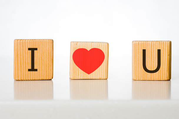 Horisontal wooden cubes with i love you message - Foto, Imagen