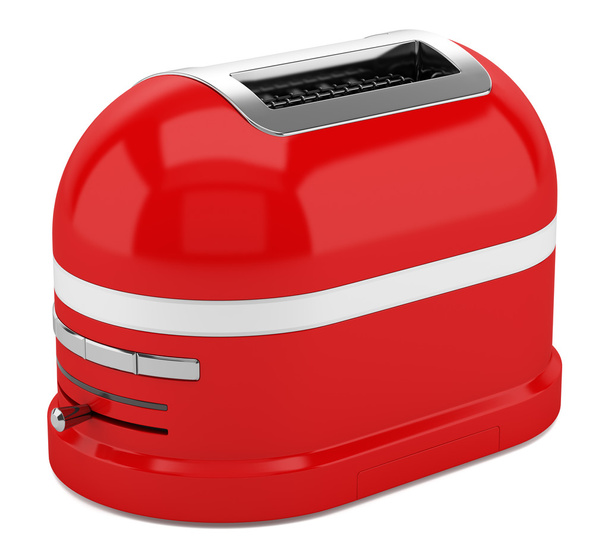 red toaster isolated on white background - Photo, Image